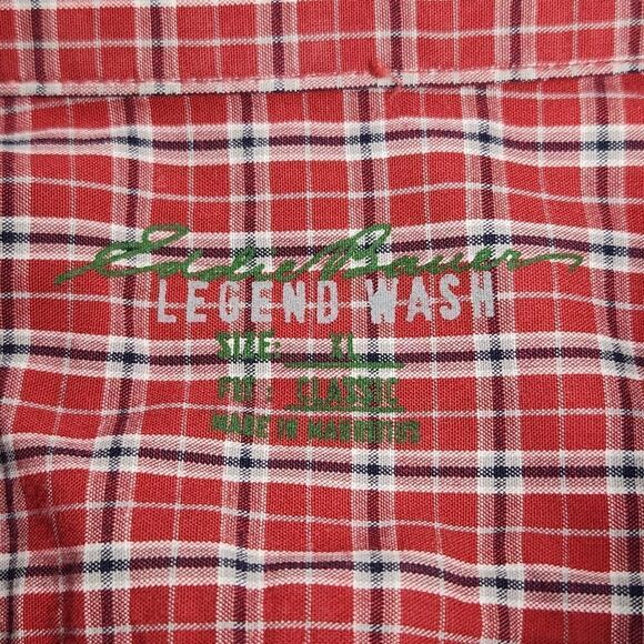 Eddie Bauer Men’s XL Red & Black Plaid Button-Down Long Sleeve Shirt - Picture 4 of 8